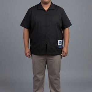 Adar Universal Scrub Top Short Sleeve Zip Front Mens 3XL Black NWT